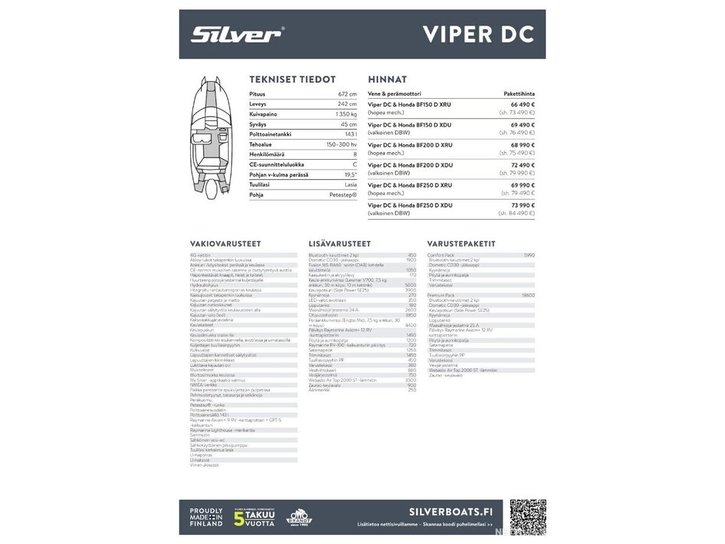 Moottorivene Silver Viper DC TARJOUS 2023 2114705