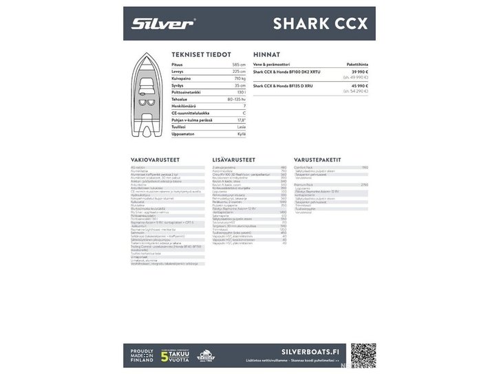Moottorivene Silver Shark CCX KAMPANJATARJOUS 2023 2302656